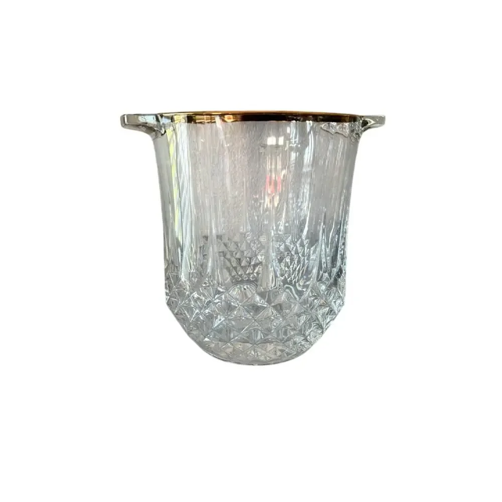 Vintage Cristal D’Arques France Crystal Ice Bucket 24k Gold Rim Champagne Wine